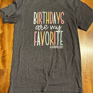 Gray Graphic T-Shirt with Colorful Text